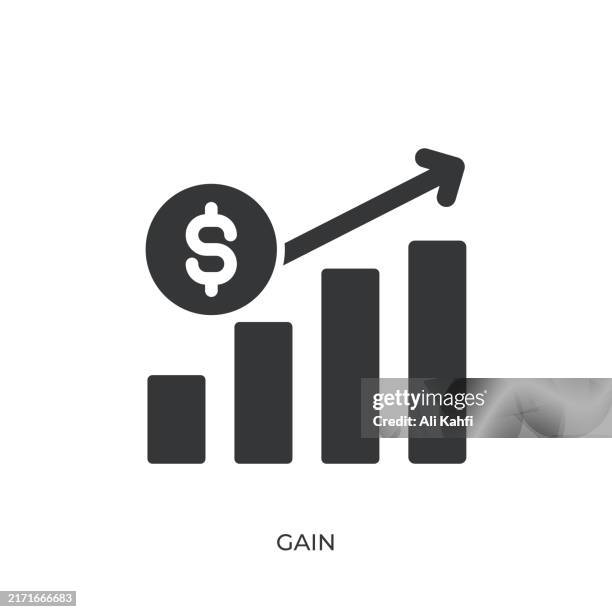 gain glyph solid icon. solid icon that can be applied anywhere, simple, pixel perfect and modern style - value stream stock illustrations