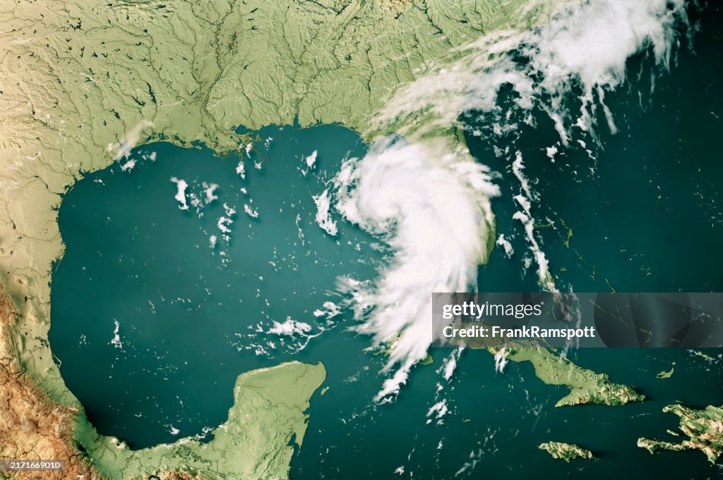 Hurricane Debby 2024 Cloud Map Gulf Of Mexico 3D Render Color