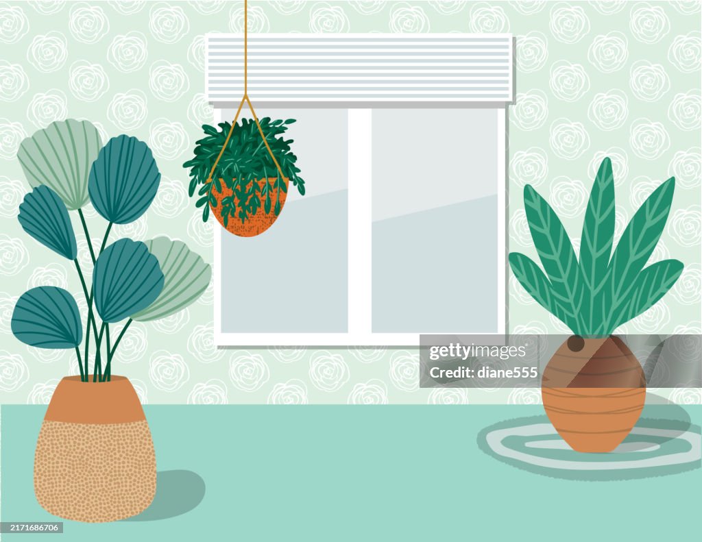 Empty Room With Houseplants
