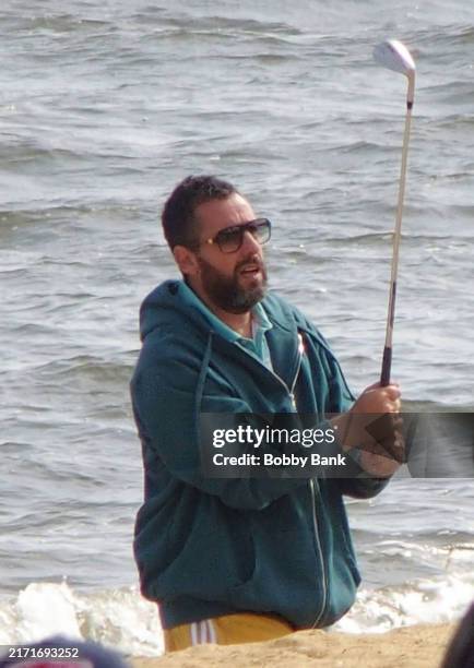 Adam Sandler is seen on the set of "Happy Gilmore 2" on September 16, 2024 in Highlands, New Jersey.