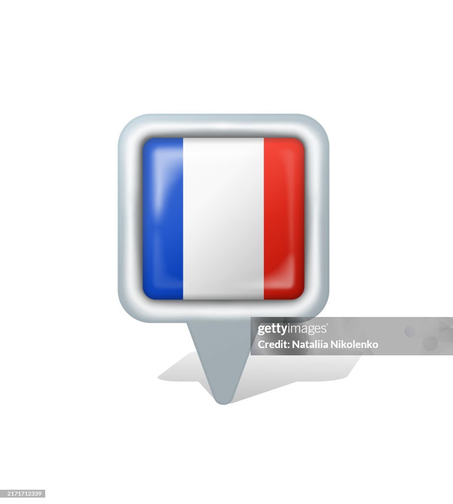 France - Flag Square Glossy Pin.