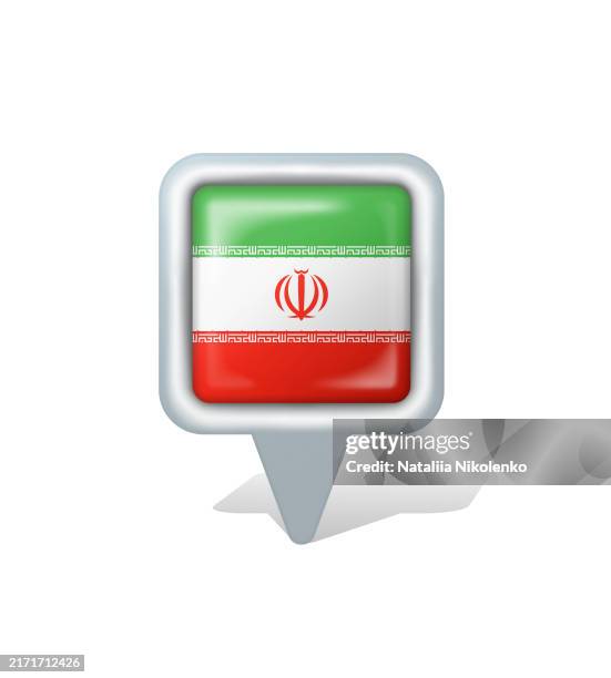 iran - flag square glossy pin. - tehran stock illustrations