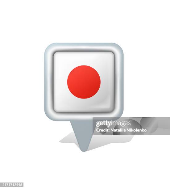 japan - flag square glossy pin. - tokyo street sign stock illustrations