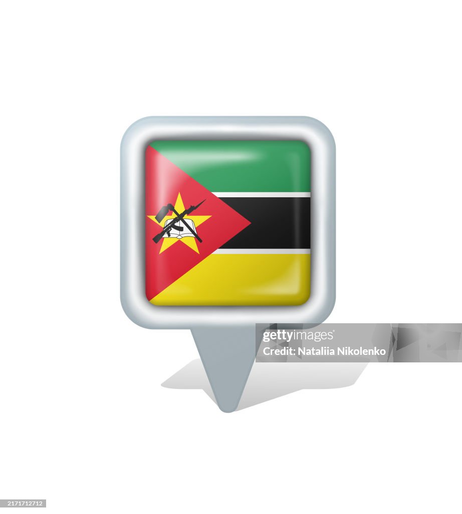 Mozambique - Flag Square Glossy Pin.