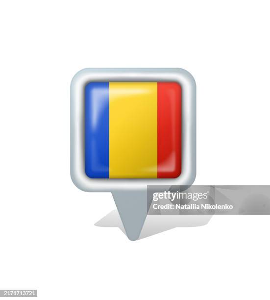 romania - flag square glossy pin. - empty bucharest stock illustrations