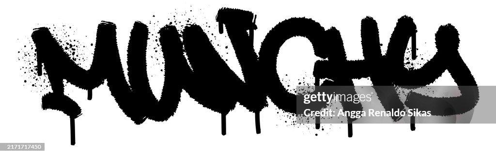 Munchy word graffiti black airbrush spraypaint drawing