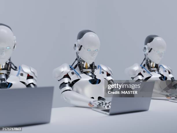 Two Robots Using Computers 4,454 Robot Working On Computer Stock Photos, High-Res Pictures, and ...