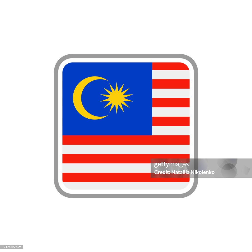 Malaysia - Flag Square Flat Icon.