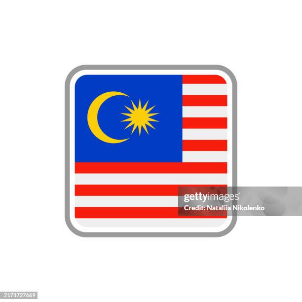 malaysia - flag square flat icon. - perak malaysia stock illustrations