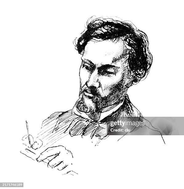 dante gabriel rossetti, british poet and painter - dante gabriel rossetti painter stock illustrations