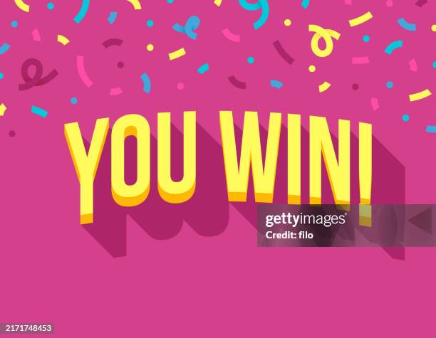 you win celebration confetti background - sweepstakes stock illustrations