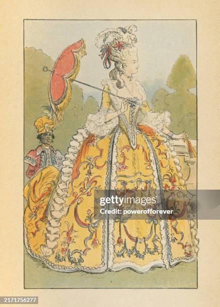 1770s Georgian Fashion Ladies Rococo Bizarre Silk Robe De Cour