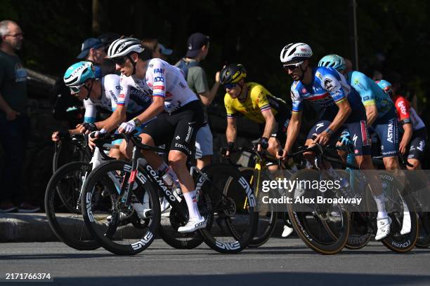 Tadej Pogacar of Slovenia and UAE Team Emirates and Julian Alaphilippe of France and Team Soudal Quick-Step compete during the 13th Grand Prix...
