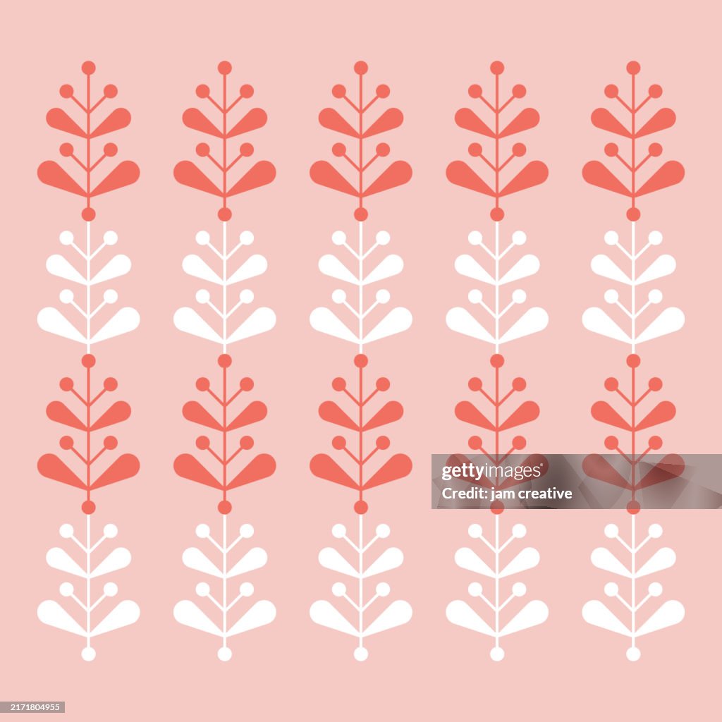 Retro Flower and Leaf Botanical Pattern