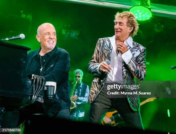Billy Joel and Rod Stewart perform at Huntington Bank Field on September 13, 2024 in Cleveland, Ohio.
