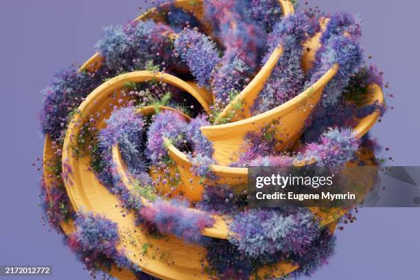 abstract organic form with growth plants. growth and transformation - simbiosis fotografías e imágenes de stock