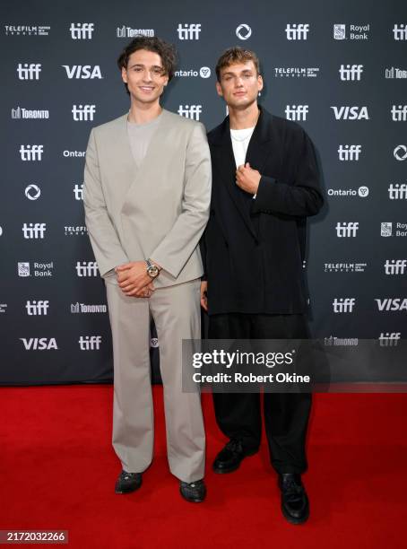 Costa D'Angelo and Alex Champion De Crespigny attend the premiere of "The Deb" during the 2024 Toronto International Film Festival at Roy Thomson...