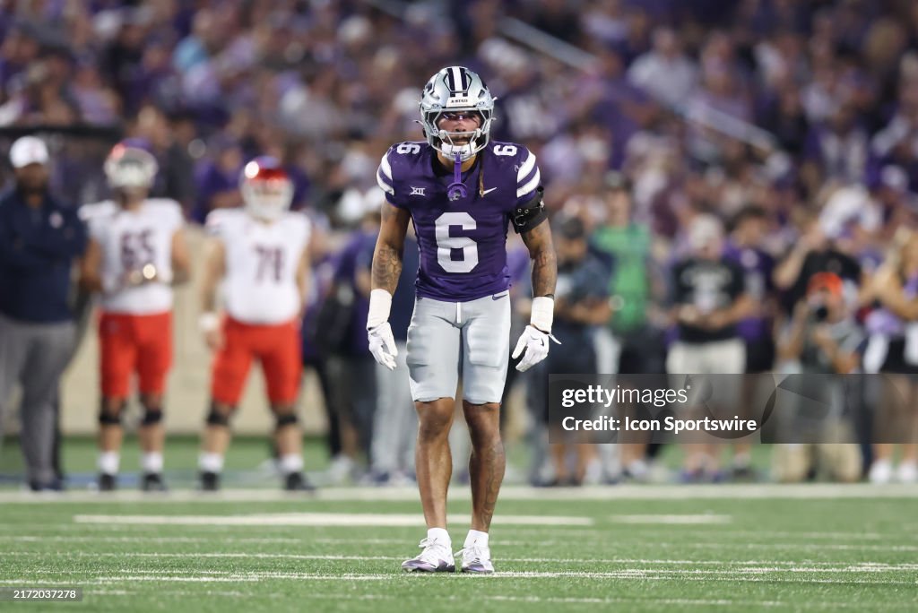 Jordan Riley Kansas State Kansas State Wildcats safety Jordan Riley before the snap in the ...