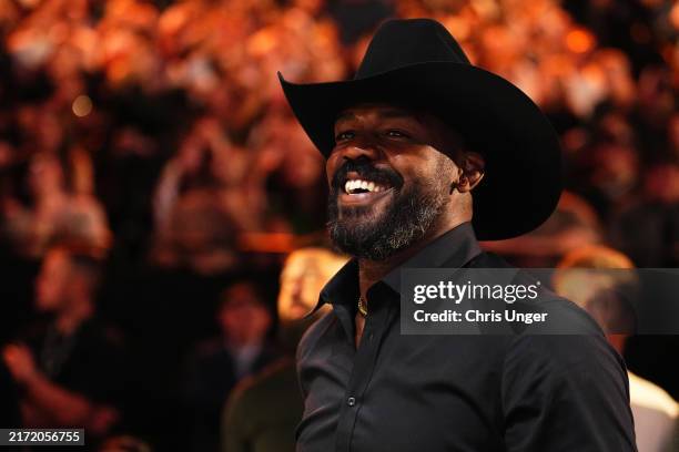 Heavyweight Champion Jon Jones is seen in attendance during the UFC 306 at Riyadh Season Noche UFC event at Sphere on September 14, 2024 in Las...
