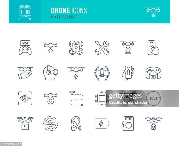 drone icons editable stroke - drone stock illustrations