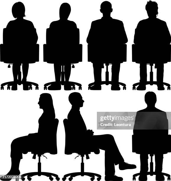 ilustrações de stock, clip art, desenhos animados e ícones de people sitting on chairs - presidente de empresa