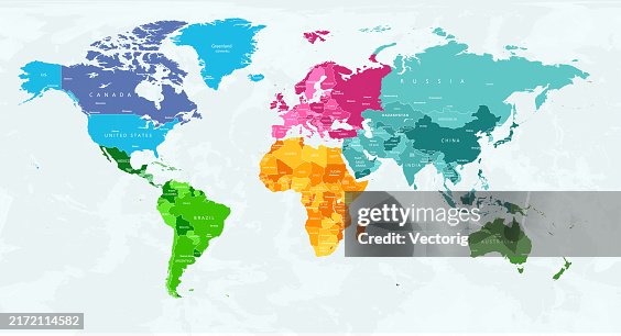 Highly Detailed World Map with Color-Coded Continents for Easy Identification Highly Detailed World Map with Color-Coded Continents for Easy Identification
