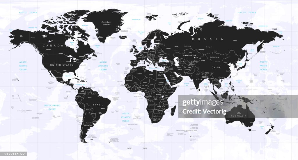 Highly Detailed World Map With Colorcoded Continents For Easy ...