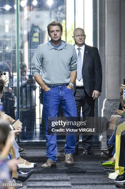 Fashion designer Jonathan Anderson walks the runway at the JW Anderson fashion show during London Fashion Week September 2024 Spring/Summer 2025 on...