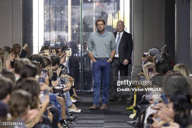 Fashion designer Jonathan Anderson walks the runway at the JW Anderson fashion show during London Fashion Week September 2024 Spring/Summer 2025 on...