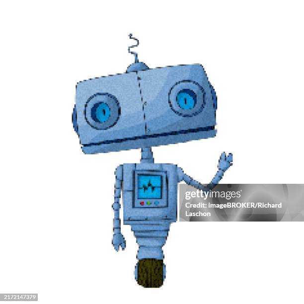 retro style pixel art robot, vector illustration - software platform stock illustrations