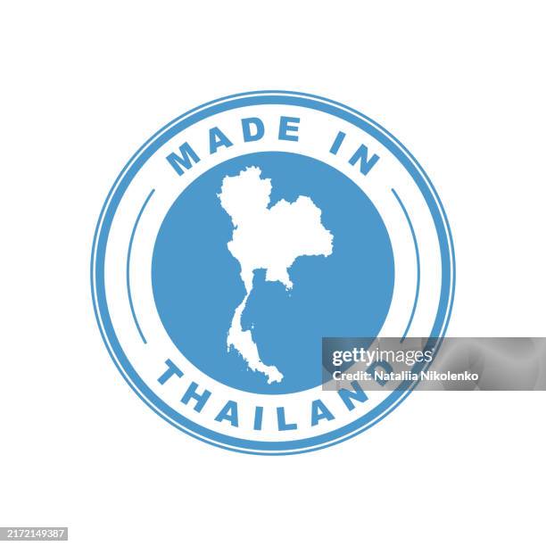 Hergestellt In Thailand Emblem Des Herkunftslandes Des Produkts Produktetikett Gtezeichen, Stock-Foto