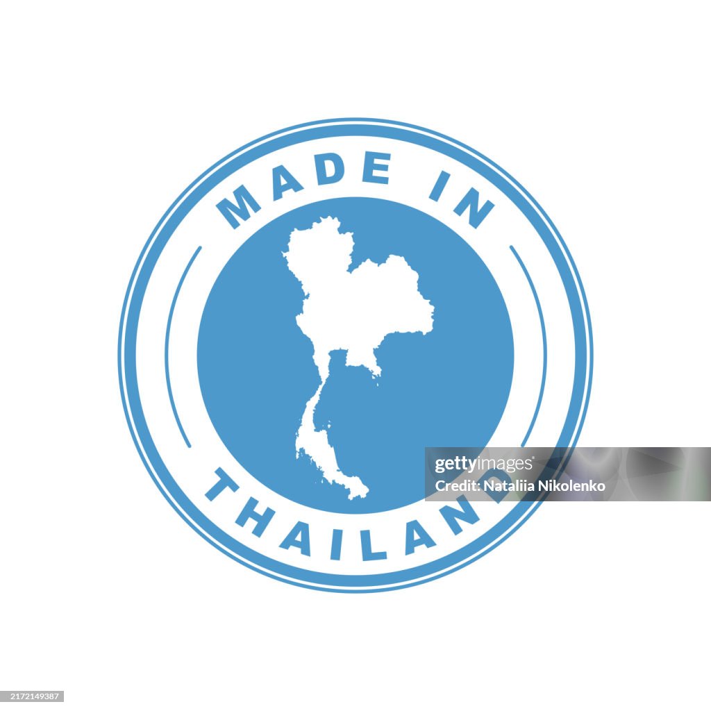 Made in Thailand. Emblem of the country of origin of the product. Product label. Quality mark.