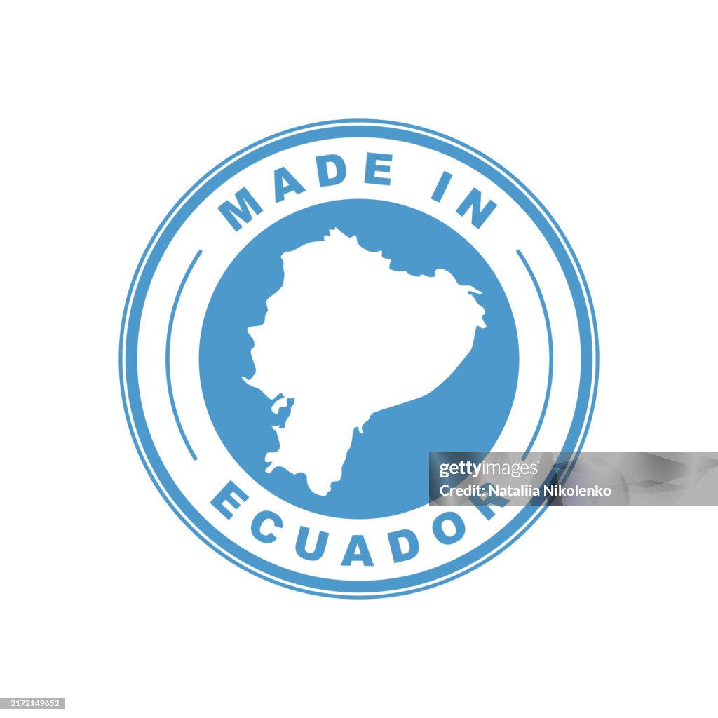 Made in Ecuador. Emblem of the country of origin of the product. Product label. Quality mark.