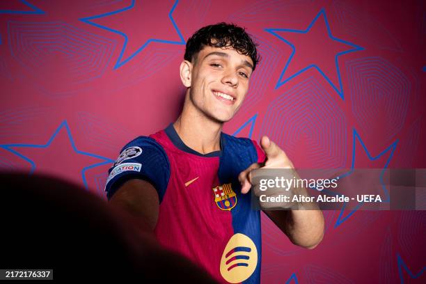 Hector Fort of FC Barcelona poses for a portrait during the FC Barcelona portraits Session at Ciutat Esportiva Joan Gamper on September 13, 2024 in...