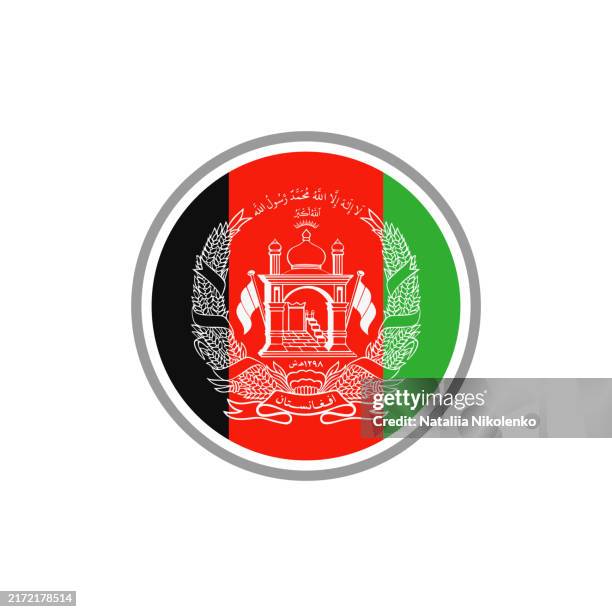 afghanistan - round flag icon. - afghanistan stock illustrations