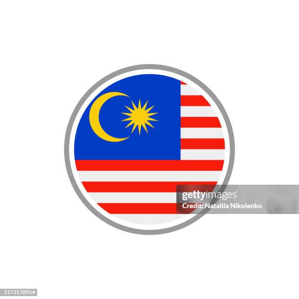 malaysia - round flag icon. - perak malaysia stock illustrations