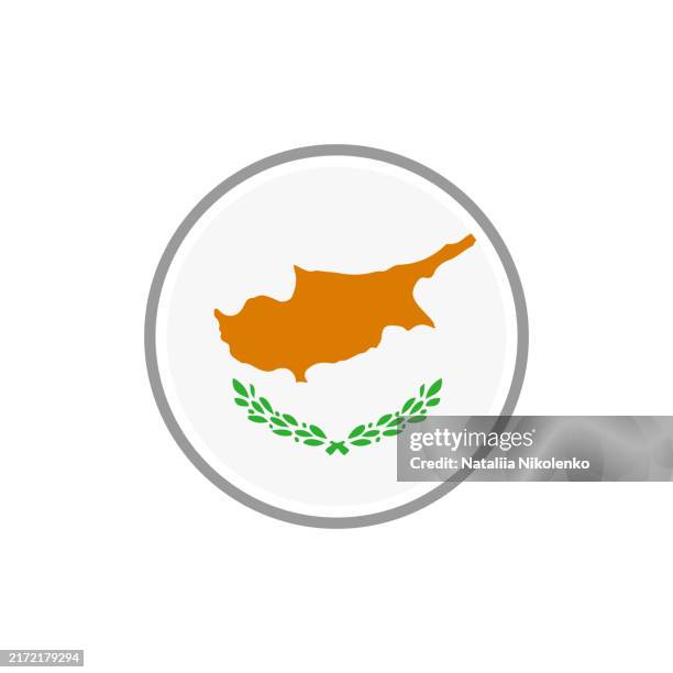 cyprus - round flag icon. - cyprus flag stock illustrations