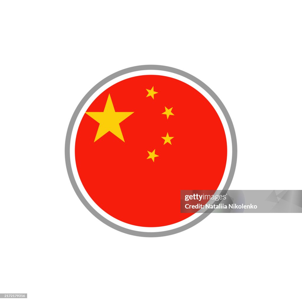 China - Icono de bandera redonda.