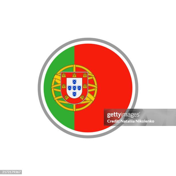 portugal - round flag icon. - portugal flag vector stock illustrations