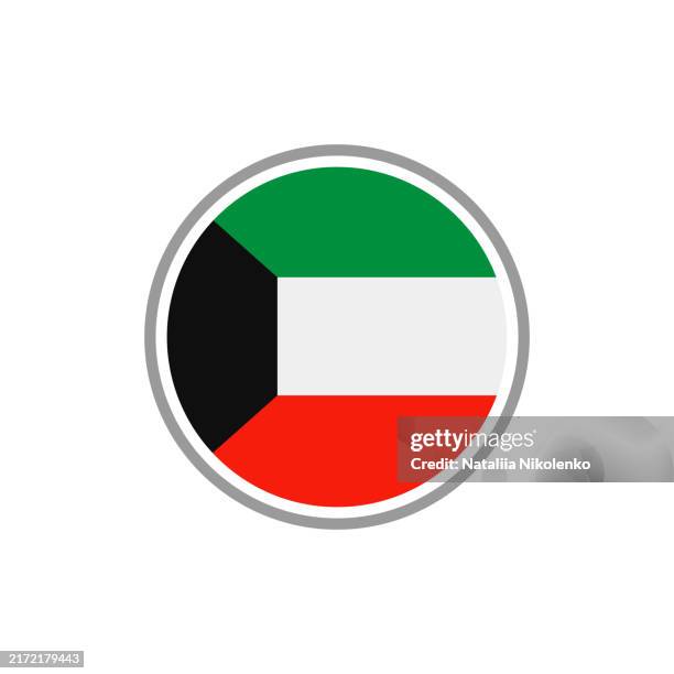 kuwait - round flag icon. - kuwaiti flag stock illustrations