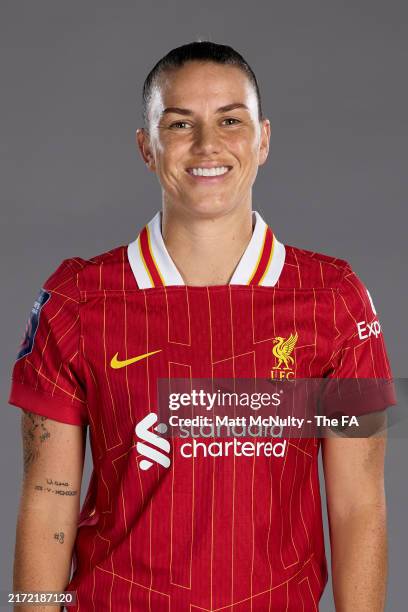 Gemma Evans of Liverpool poses during the Women's Super League Headshots 2024/25 on September 4, 2024 in Liverpool, England.