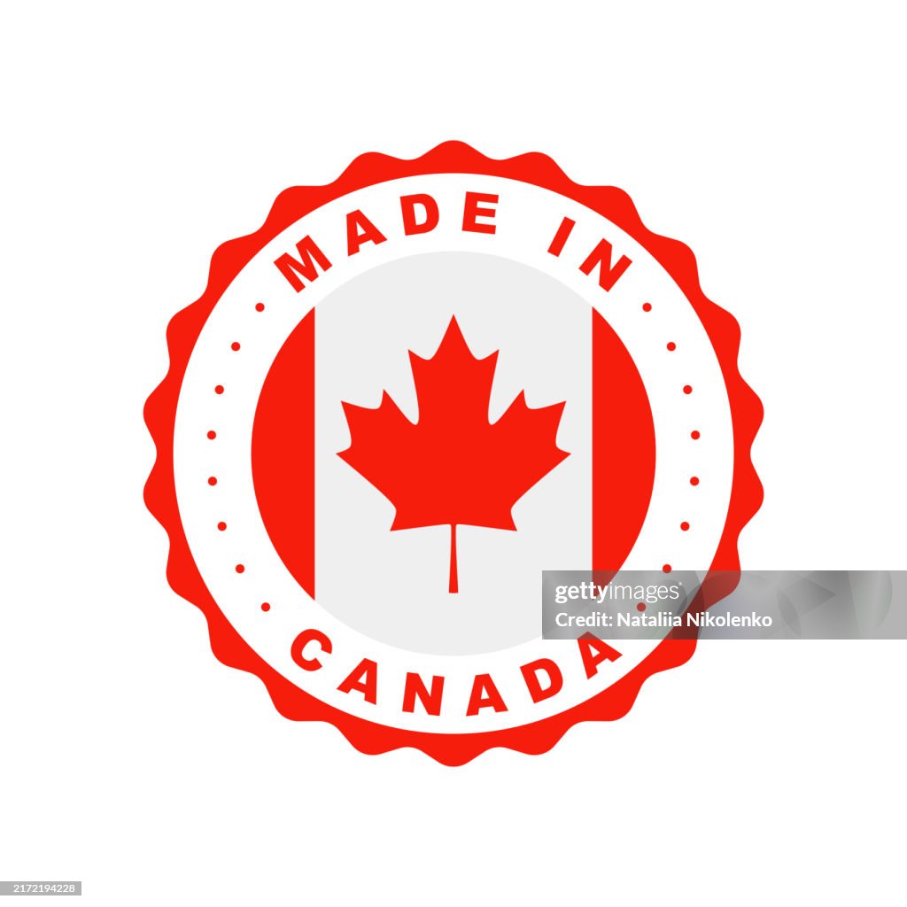 Made in Canada. Emblem of the country of origin of the product. Product label. Quality mark.