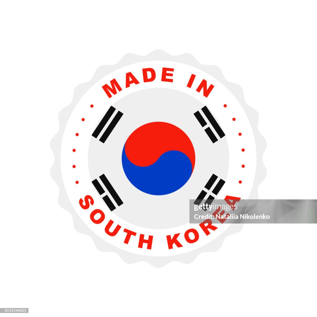 Made in South Korea. Emblem of the country of origin of the product. Product label. Quality mark.