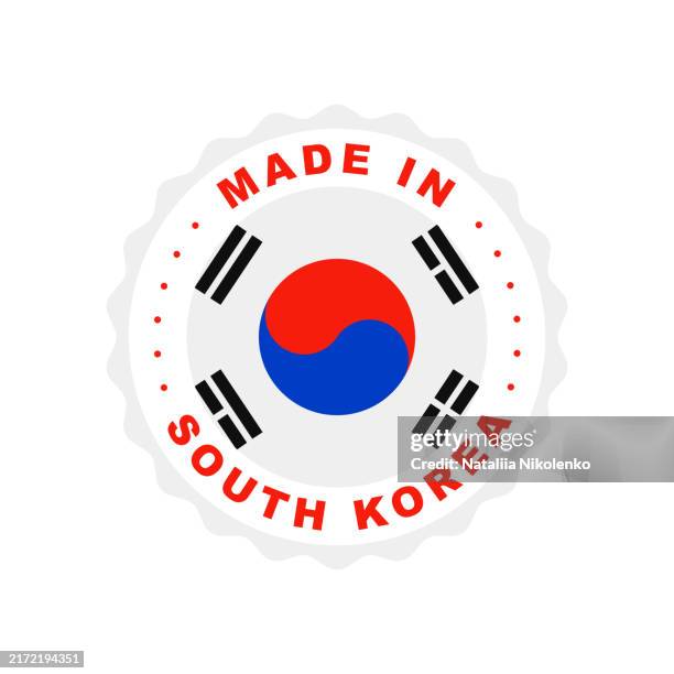 made in south korea. emblem of the country of origin of the product. product label. quality mark. - seoul shopping stock illustrations