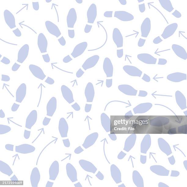 illustrazioni stock, clip art, cartoni animati e icone di tendenza di impronta piastrellabile senza soluzione di continuità camminare escursionismo passi di danza impronte delle persone - fare un passo