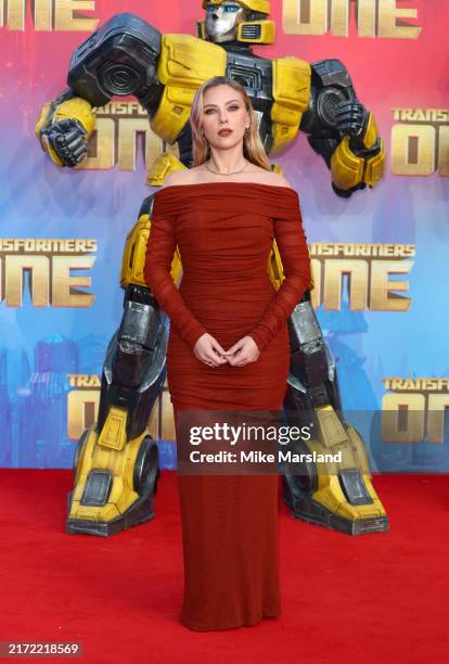 Scarlett Johansson attends the European Premiere of "Transformers One" at Cineworld Leicester Square on September 19, 2024 in London, England.