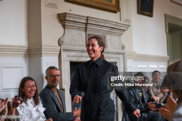 Emilia Wickstead walks the runway at the Emilia Wickstead show during London Fashion Week September 2024 at on September 15, 2024 in London, England.