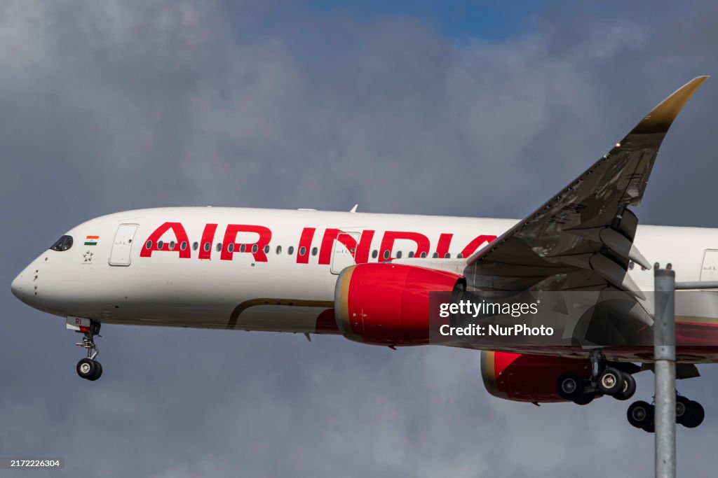 Air India Airbus A350-900 Aircraft Landing At London Heathrow Airport
