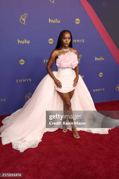 Aja Naomi King attends the 76th Primetime Emmy Awards at Peacock Theater on September 15, 2024 in Los Angeles, California.