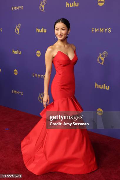 Anna Sawai attends the 76th Primetime Emmy Awards at Peacock Theater on September 15, 2024 in Los Angeles, California.